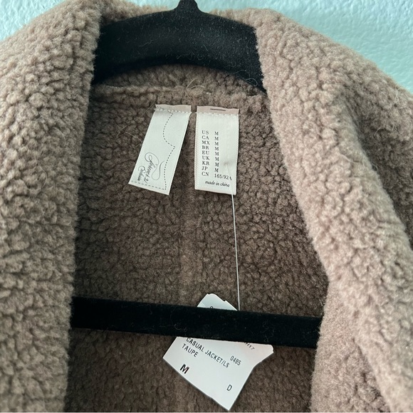 Forever 21 Brown Fleece Moto Wrap Jacket NWT M - Picture 4 of 6